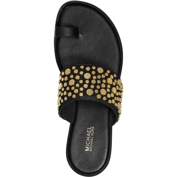 MICHAEL Michael Kors Womens SONYA STUDDED SANDAL Black Flat Sandals Shoes NWOB - Picture 3 of 4